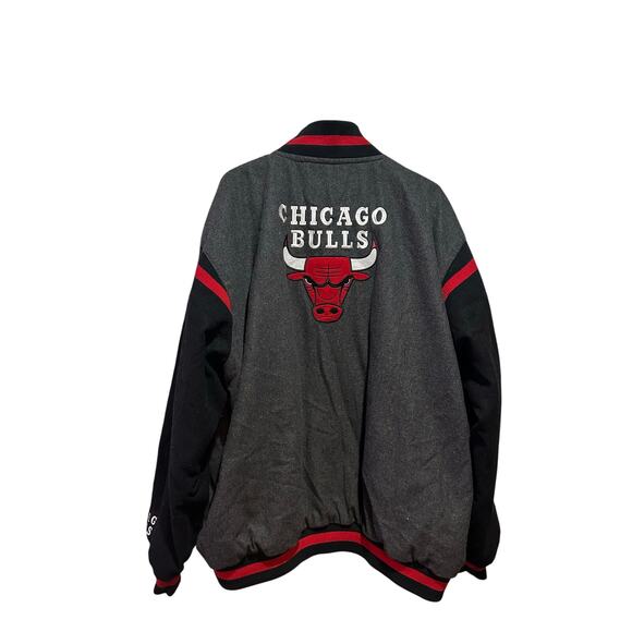 Vintage Y2k NBA G-III Bulls Reversible Jacket 5XL Patches Snap Button Carl Banks - Picture 2 of 10